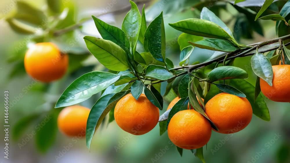 Bunch of ripe tangerines hanging from a lush, green tree, ready to be picked, with bright and juicy fruit. Bunch of ripe tangerines hanging from a lush, green tree, ready to be picked, with bright and juicy fruit.