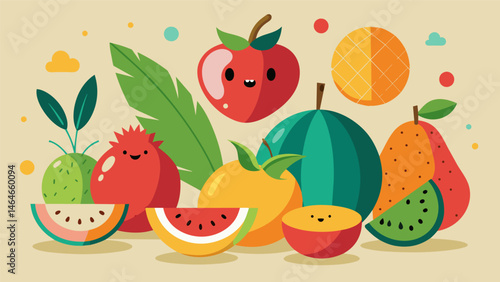 A gathering of unique and intriguing fruits each with its own story and taste to tell.. Vector illustration