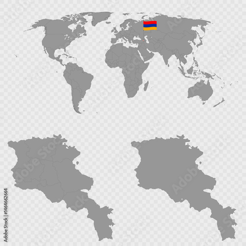 Armenia Map Set with World Location.