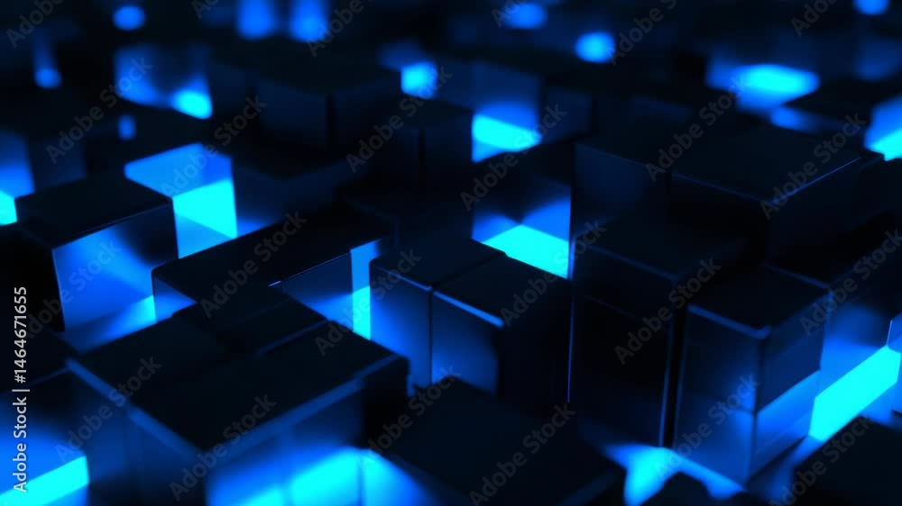 Abstract blue cubes technology background Abstract blue cubes technology background