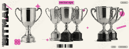 Celebrating a prestigious trophy win in a vibrant y2k style featuring pixel artwork and bold colors
