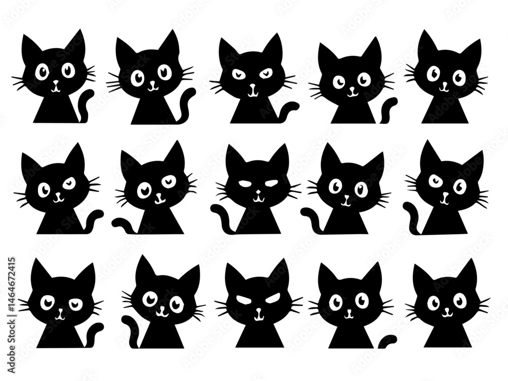Set of Black Cats Peeking from the Corner – Collection of Playful Cat Faces for Pet or Tattoo Designs Set of Black Cats Peeking from the Corner – Collection of Playful Cat Faces for Pet or Tattoo Designs