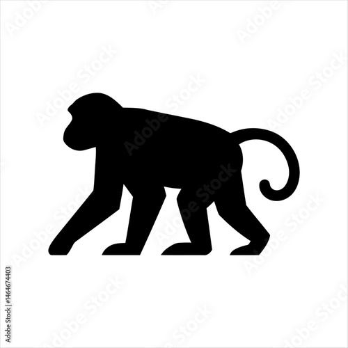 Silhouette of a Monkey  Vector Illustration of Primate