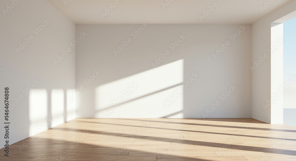 Fototapeta premium Empty room with sunlight on hardwood floor