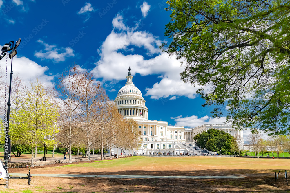 Fototapeta premium U.S. Congress in Washington, DC. Blue sky and white clouds.
