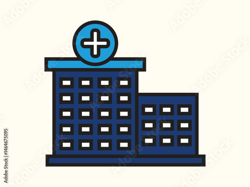 Hospital Icon in Flat Style Vector Design