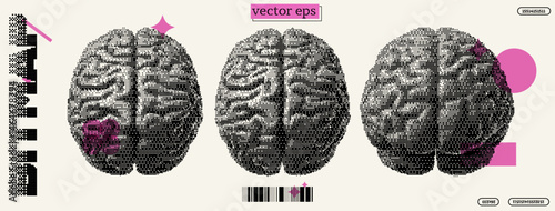 Detailed exploration of pixelated brain art showcasing dadaism influences in a modern style