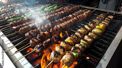 Sizzling Kebabs on a Charcoal Grill