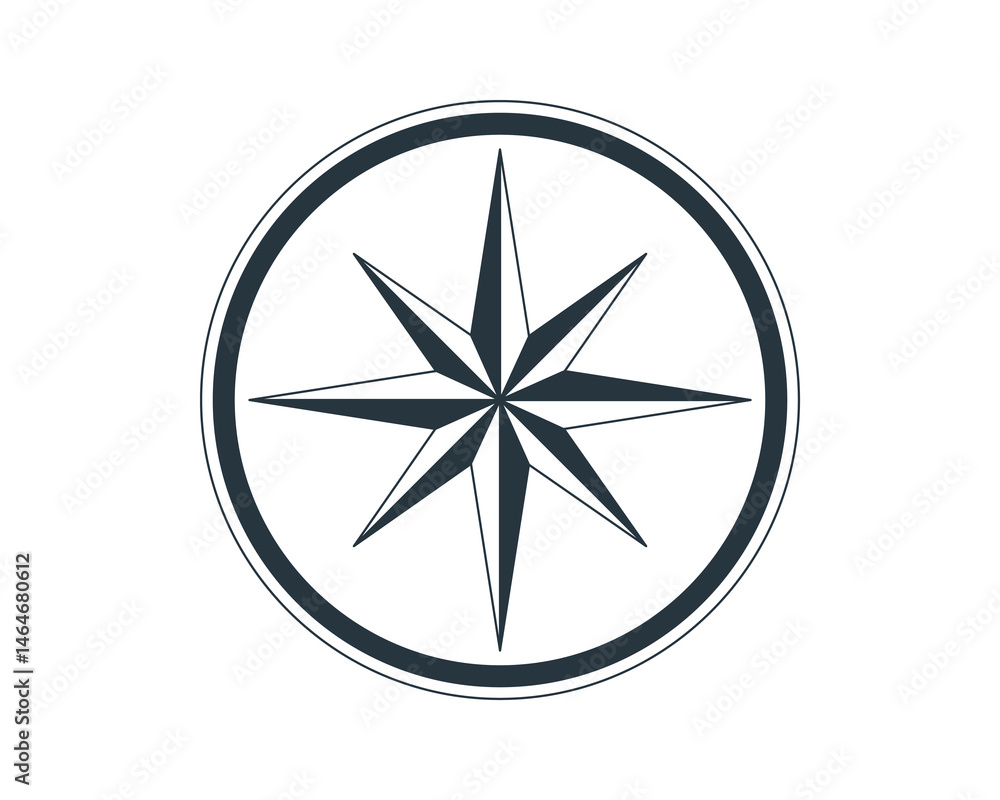 Elegant compass rose icon. A classic symbol for guidance, direction, travel, and exploration. Use for graphic design, web elements, logos, or nautical themes. Elegant compass rose icon. A classic symbol for guidance, direction, travel, and exploration. Use for graphic design, web elements, logos, or nautical themes.