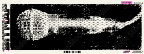Microphone captured in a pixelated style embodying y2k aesthetics, showcasing retro influences and digital art techniques
