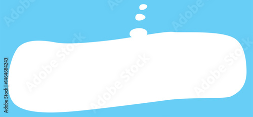 horizontal long white thought cloud with rounded corners with a bright blue background