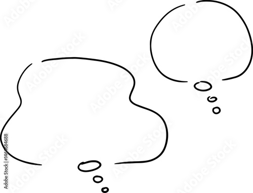 two empty thought clouds hand drawn with black curved lines