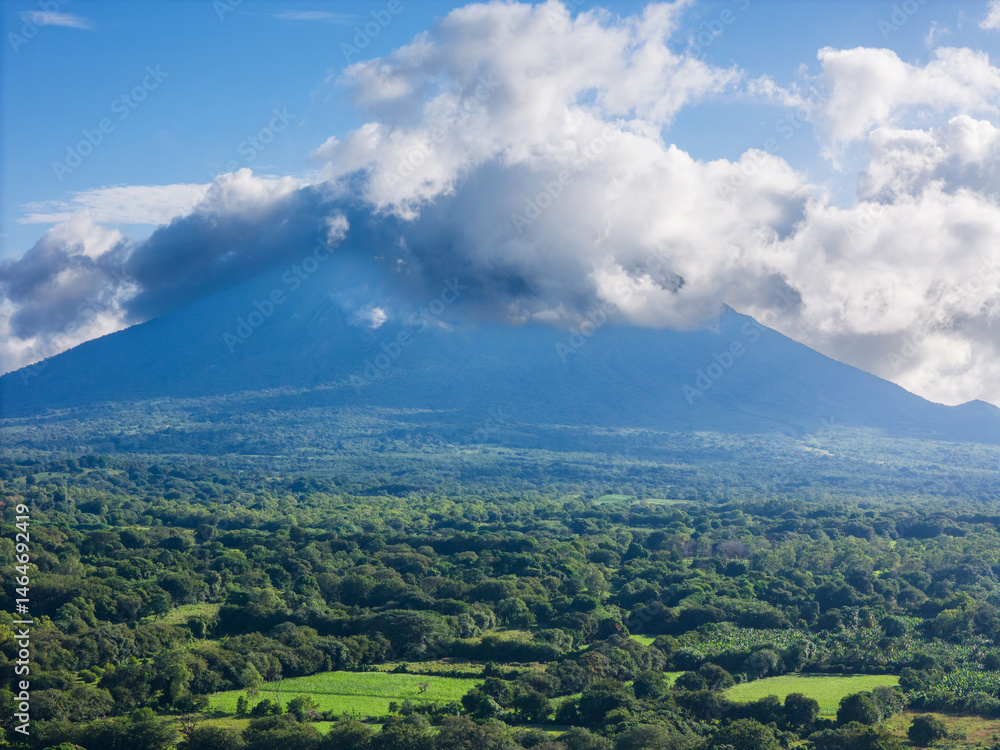 Tall volcano valley field