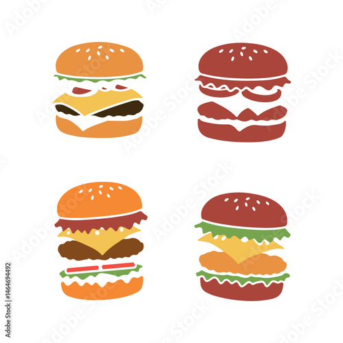 vector illustration of a hamburger fastfood icon set vintage design