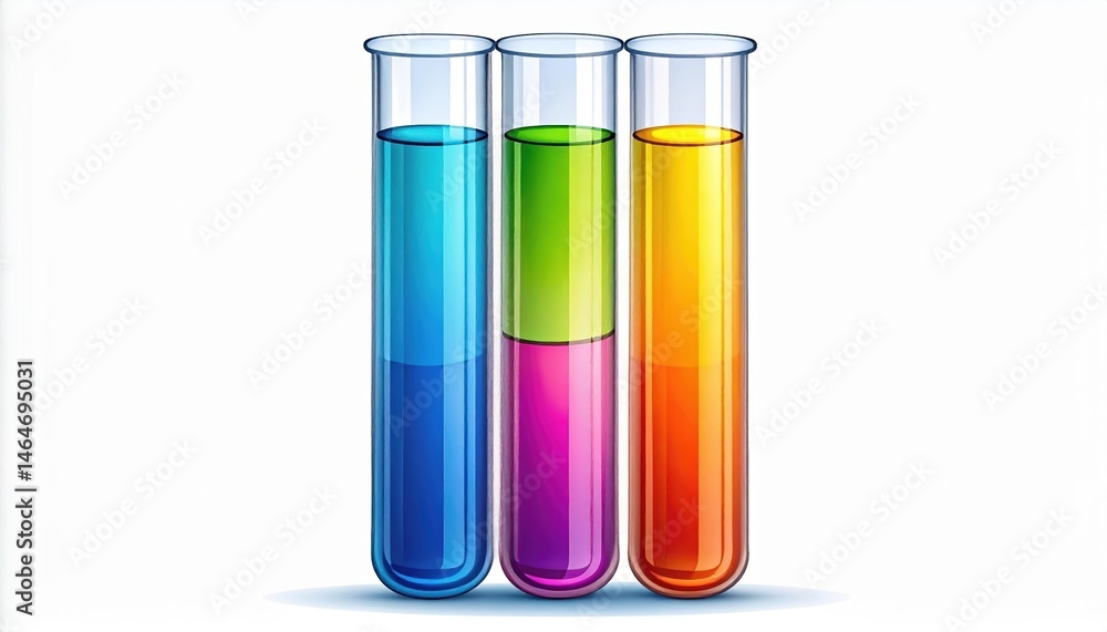 Colorful Liquids in Glass Test Tubes Science Experiment Laboratory Research Colorful Liquids in Glass Test Tubes Science Experiment Laboratory Research