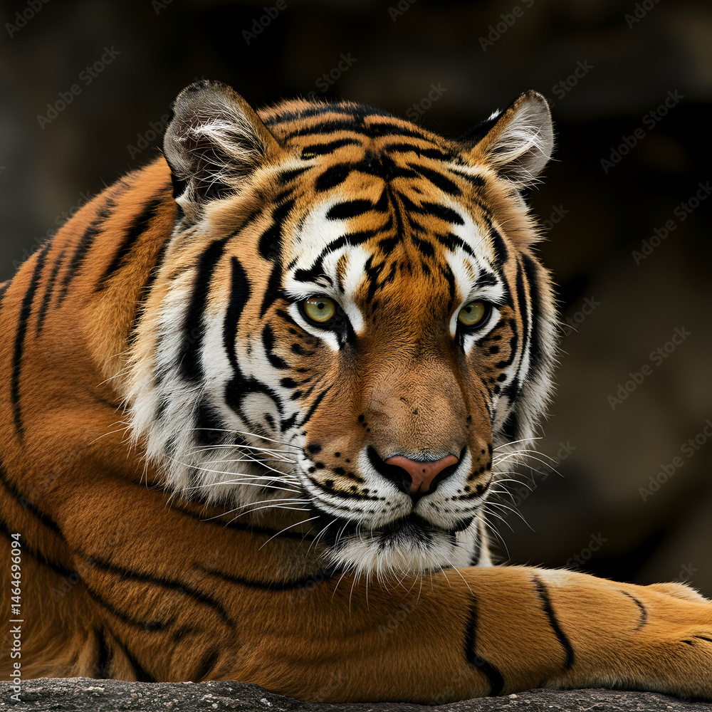 Naklejka premium Majestic Siberian Tiger: Powerful Wildlife Photography