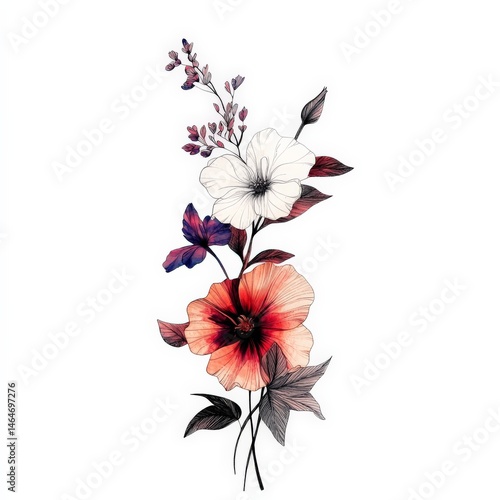 flower, floral, vector, nature, pattern, illustration, flowers, plant, leaf, design, spring, decoration, pink, bouquet, summer, art, blossom, card, beauty, flora, garden, element, frame, wallpaper
