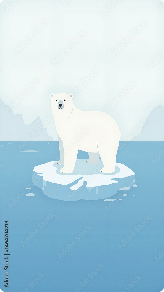 Fototapeta premium Polar Bear Standing on Melting Iceberg in Arctic Ocean