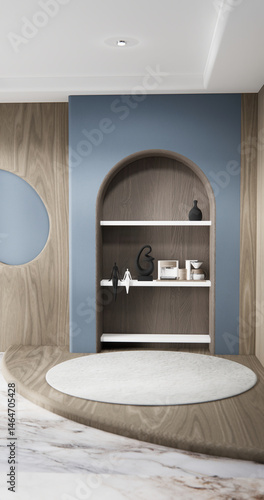 Gray blue Big living area in luxury room modern style decoration.3D rendering