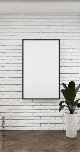 Obraz na płótnie Mock up interior room and wood white color wall background 3D illustration rendering. w salonie