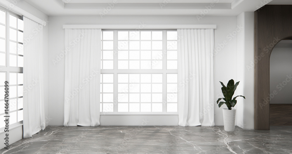 Mock up interior room and wood white color wall background 3D illustration rendering.