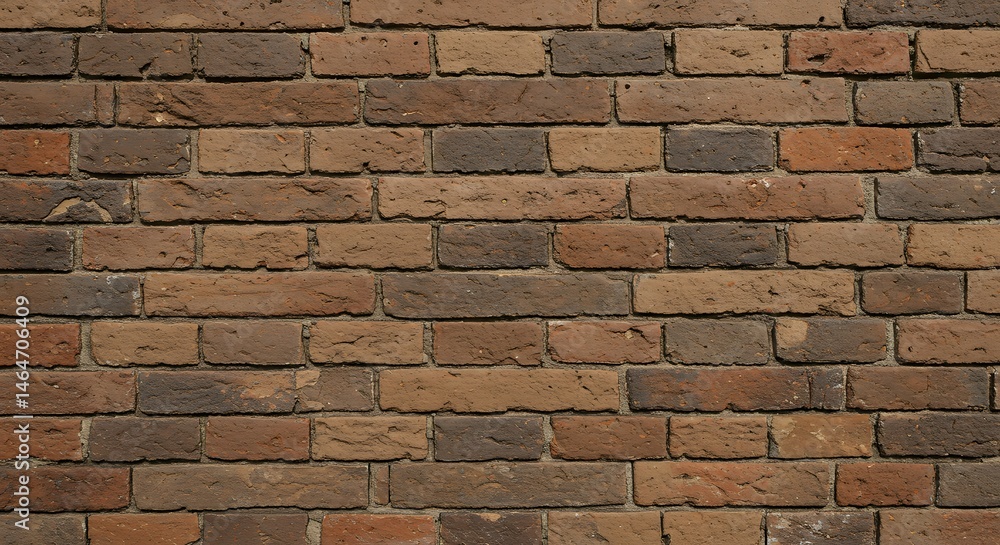 Obraz premium Detailed CloseUp of a Weathered MultiToned Brick Wall Texture