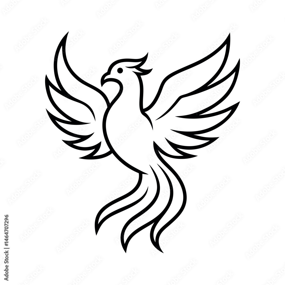 Outline of Phoenix Line Art Vector Design Outline of Phoenix Line Art Vector Design