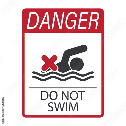 Isolated prohibition sign do not swim for pool, water area, lake, beach, sea danger precautions