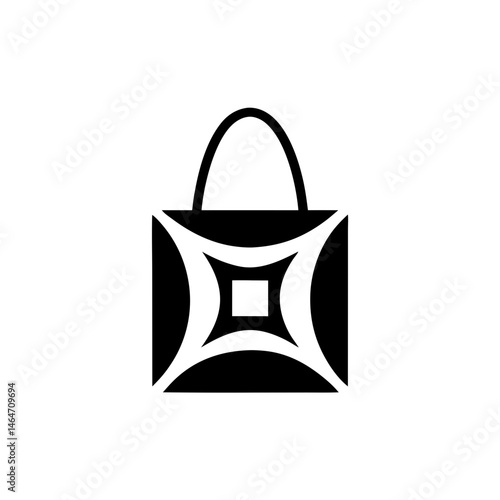 Elegant Geometric Handbag Icon Vector Illustration for Fashion Accessories and Shopping Graphics

