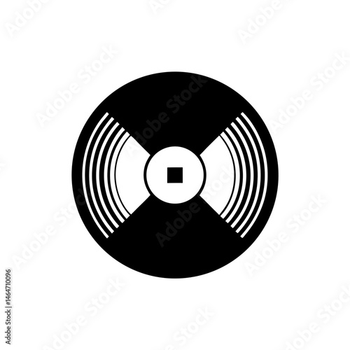 Black Vinyl Record with Radial Groove Pattern Vector Illustration for Music Industry and Sound Recording