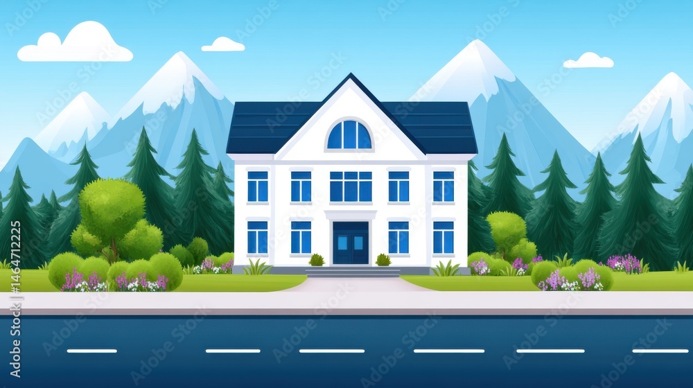 Charming White House Among Scenic Mountains and Lush Greenery