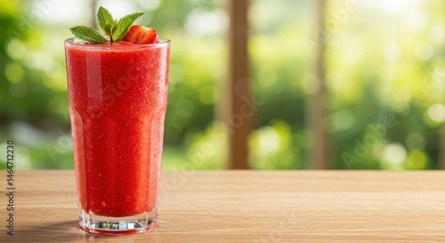 Fresh strawberry smoothie in glass