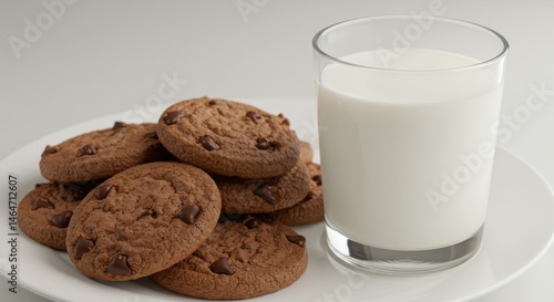 Glass of milk with cookies