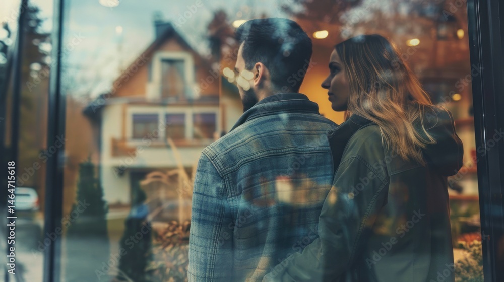 Obraz premium Couple looking at a house