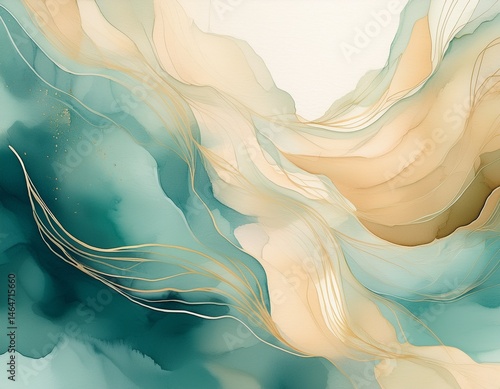 soft beige transitions to calming teal in this abstract watercolor texture great for website backgrounds or artistic projects