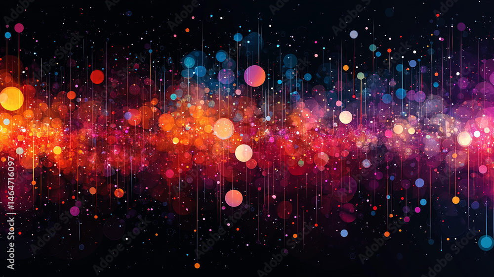 Obraz premium Abstract background with vibrant glowing light particles.