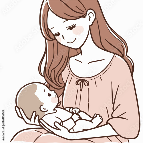 illustration of mother and baby