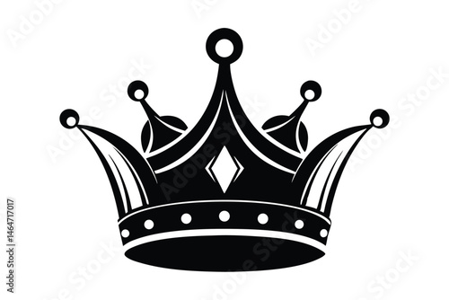 Ornate black crown with diamonds and circles is fit for royalty and nobility