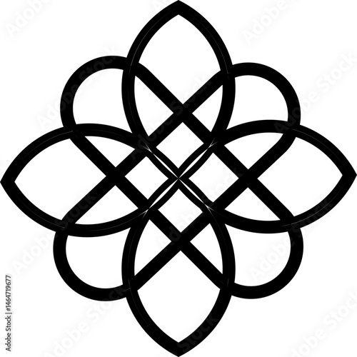 Celtic outline knots ornament, Medieval tattoo shape vector, infinite weaving pattern, various form, stickers assets, abstract geometric graphic elements for design isolated and transparent background