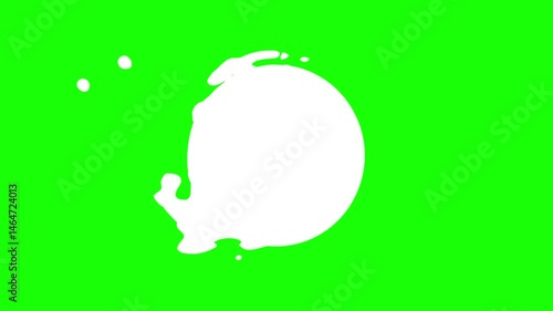 White Fluid Transitions Animation – Smooth Liquid Flow Effect on Green Screen Background
