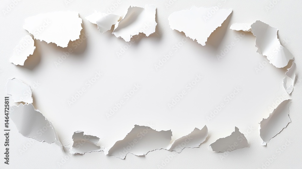 Ripped paper frame on white background Ripped paper frame on white background