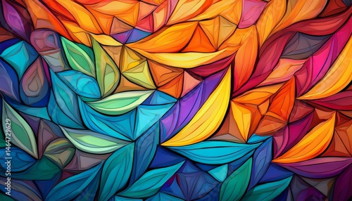 Wallpaper Mural intricate tessellation of geometric shapes in vibrant hues repeating abstract Torontodigital.ca