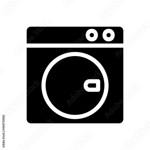 Isolated washing machine silhouette on white background, clean laundry concept