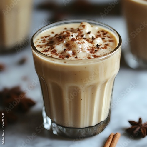 Creamy Iced Coffee Delight with Cinnamon Sprinkle and Anise