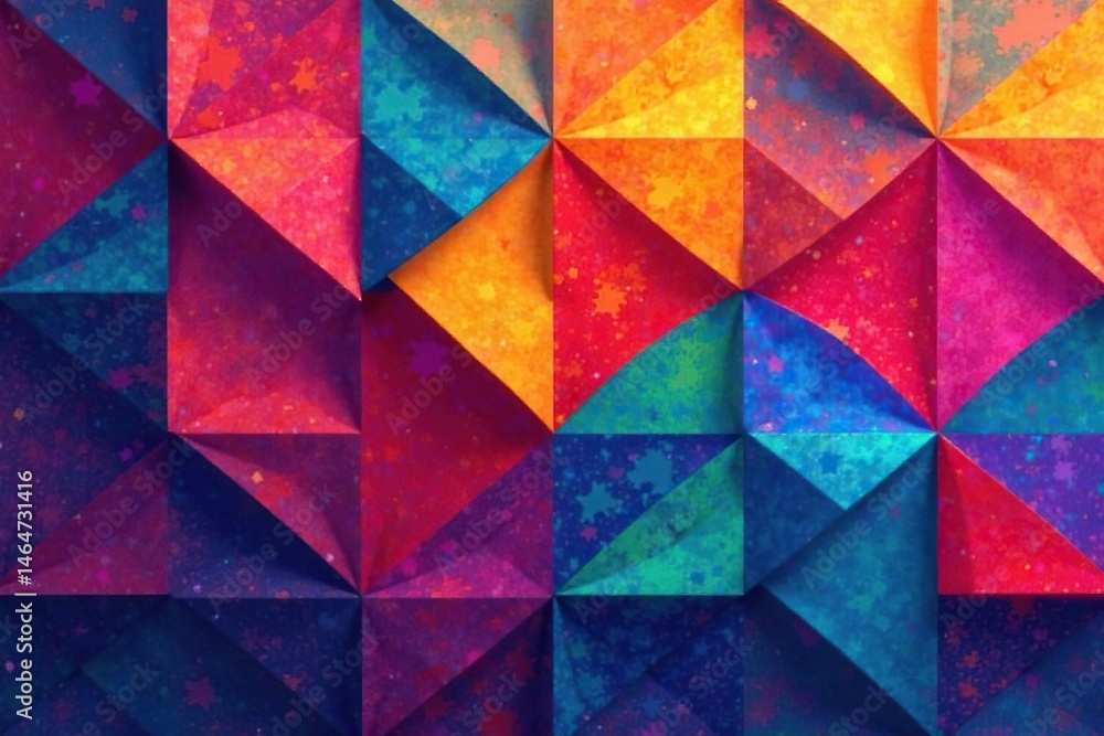 Abstract geometric shapes repeat in vibrant hues , complex, textile Abstract geometric shapes repeat in vibrant hues , complex, textile