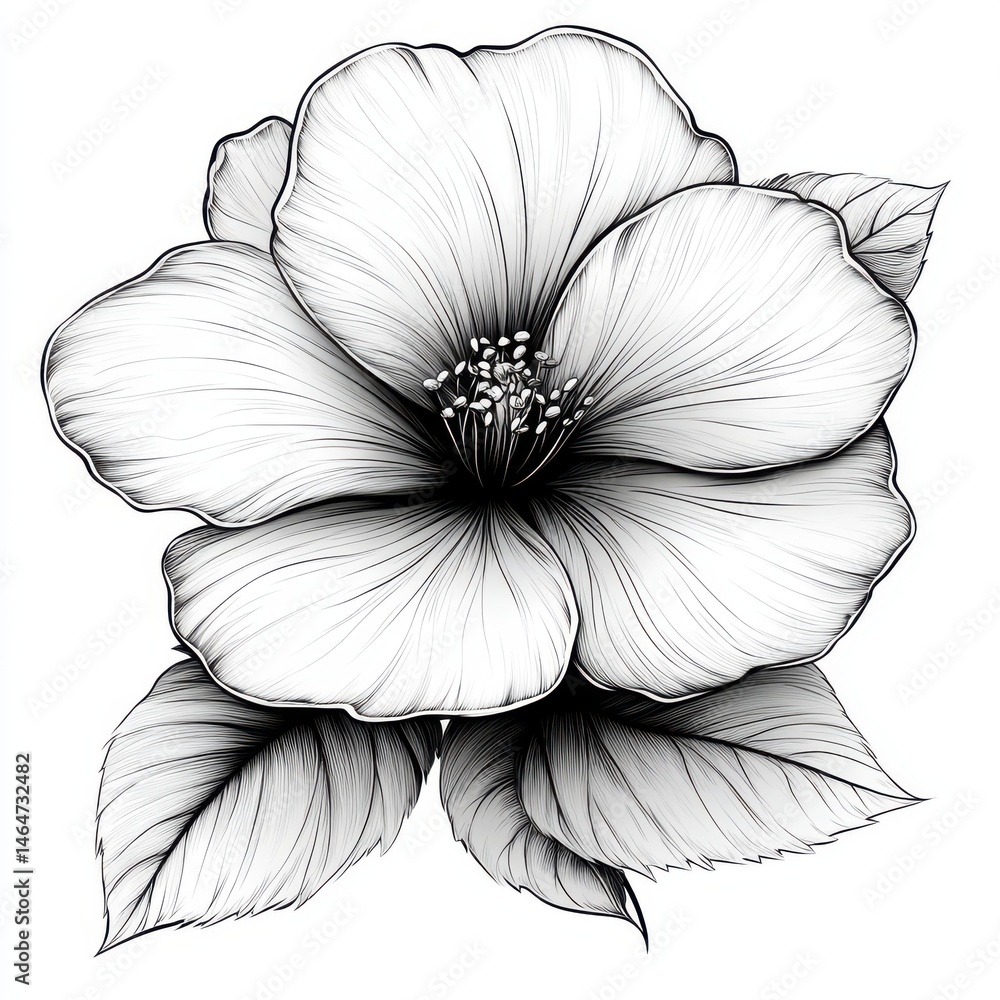 Fototapeta premium high-contrast black flower outline on white background