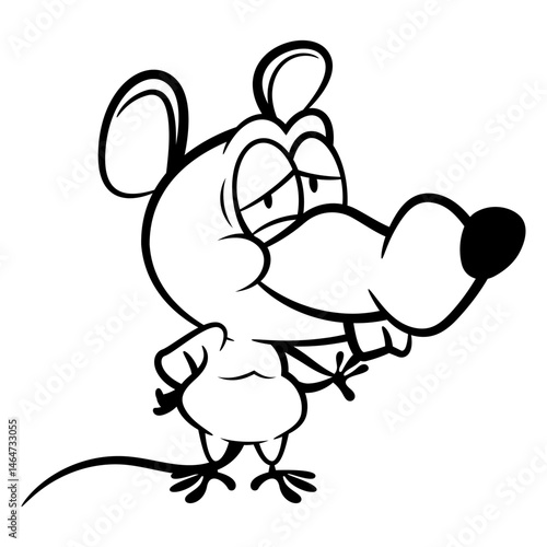 Little Rat cartoon characters. Best for Outline, coloring book, and logo with pest themes