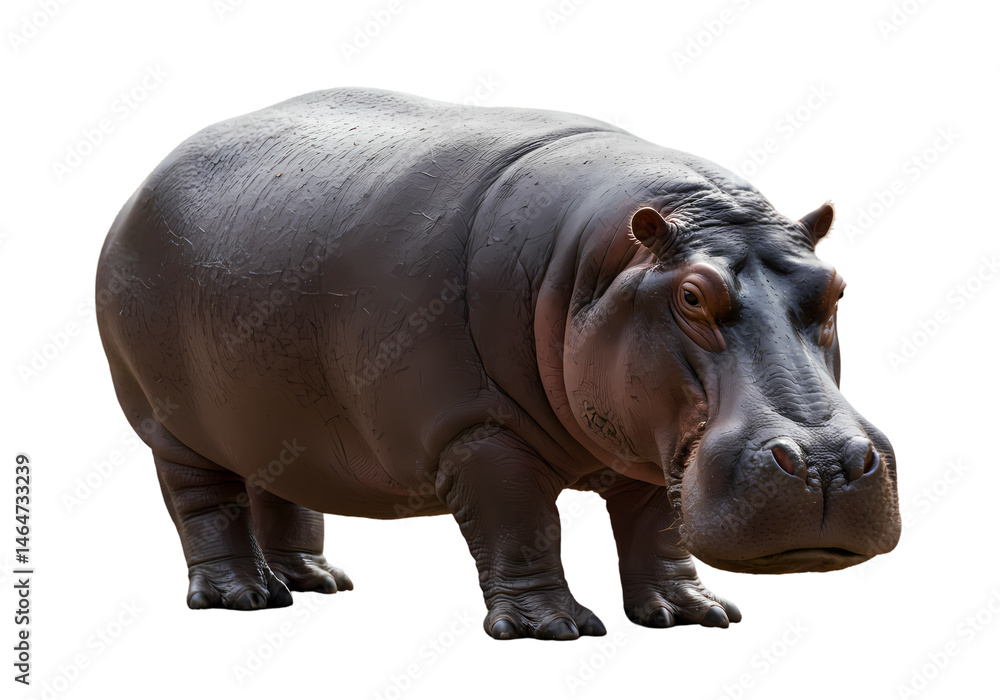 Fototapeta premium Hippopotamus Majestic African Mammal isolated on white background