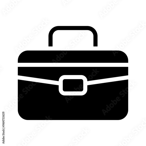 Monochrome representation of a classic business briefcase, minimal design element