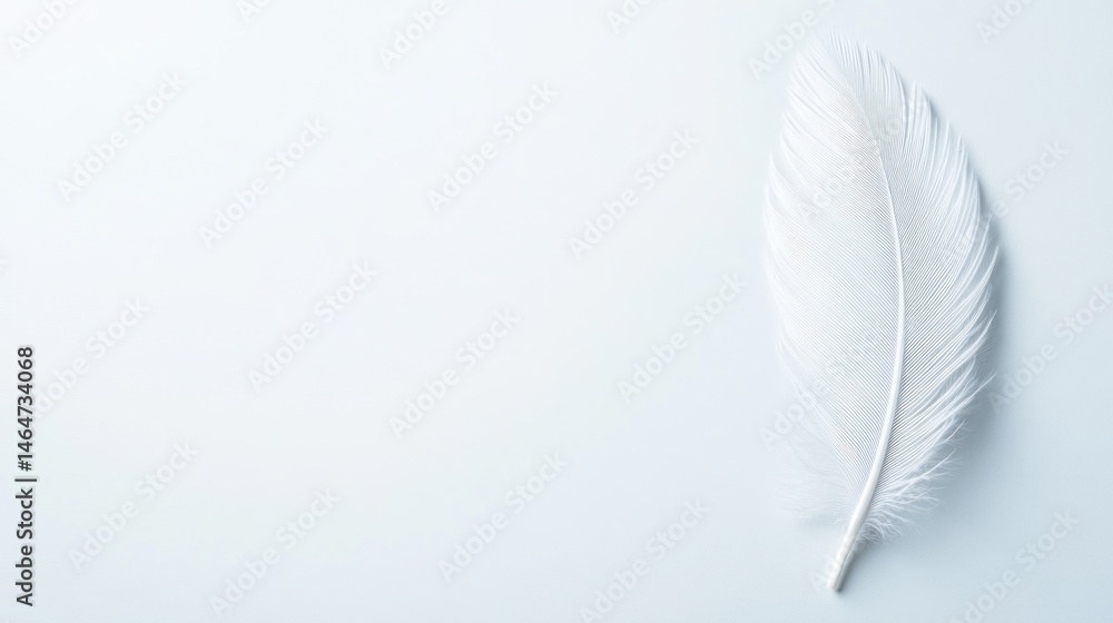 Obraz premium White feather on light blue background delicate minimalist image